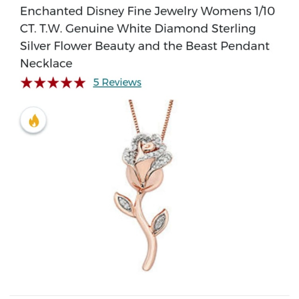 Disney beauty and the beast rose necklace